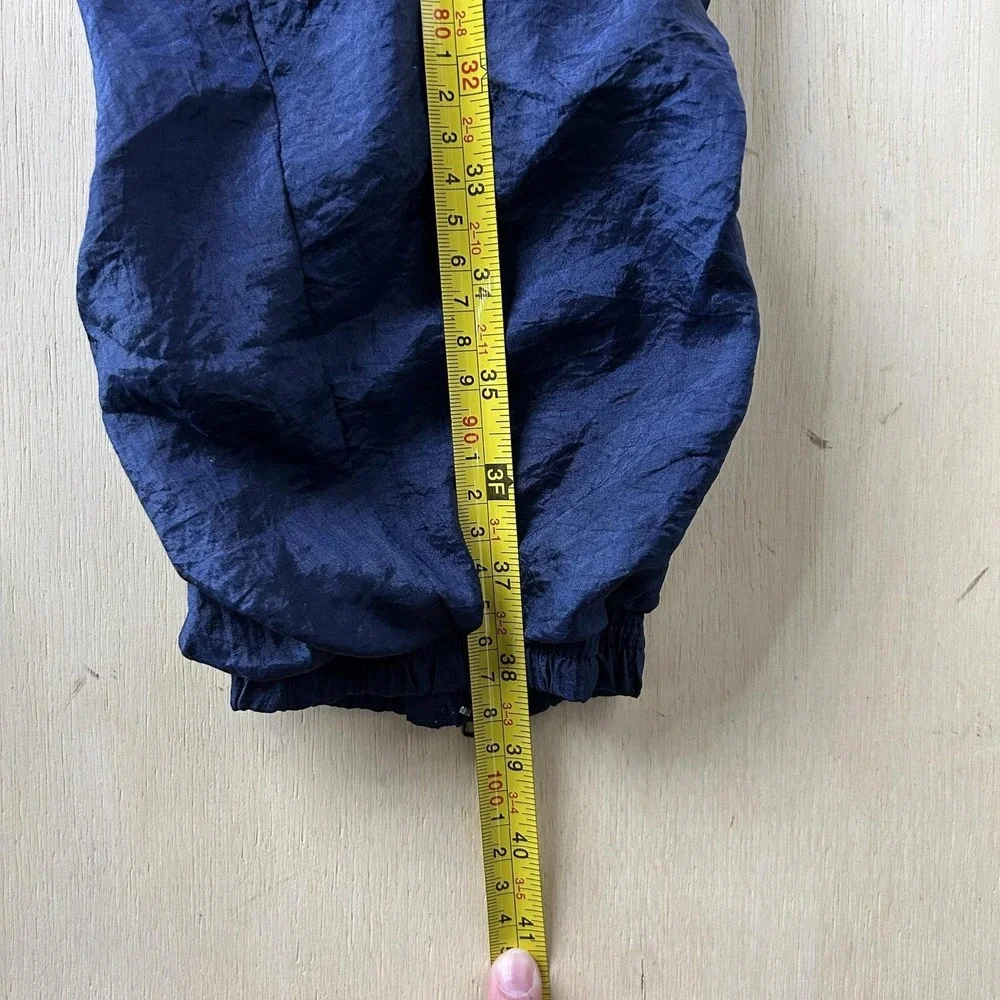 Vintage Track Pants Mens XL Blue Nylon Woven Elastic Waist Lined Zip Joggers